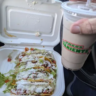 Tacos Papa and Horchata