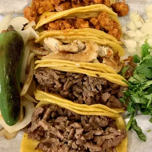 a variety of tacoss