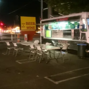 a food truck parked in a parking lot