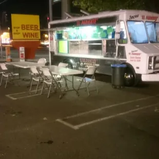 a food truck parked in a parking lot