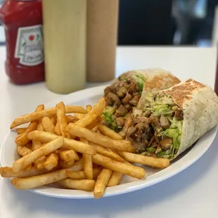 Chicken Burrito with Fries