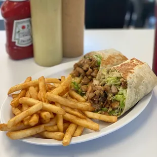 Chicken Burrito with Fries