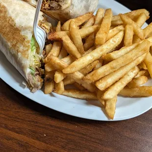 El pastor burrito w/ fries