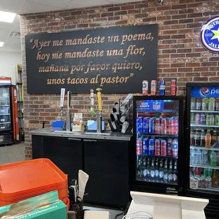 Cute sign. Sounds like me.   &apos;Yesterday you sent me a poem, today you sent me a flower  Tomorrow, please, I want a taco al pastor.