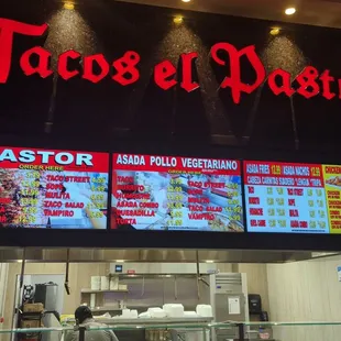 menus on the front of the restaurant