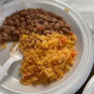 a plate of rice and beans
