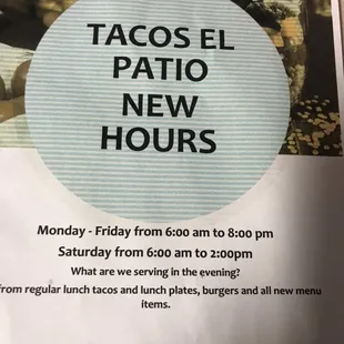 New hours.