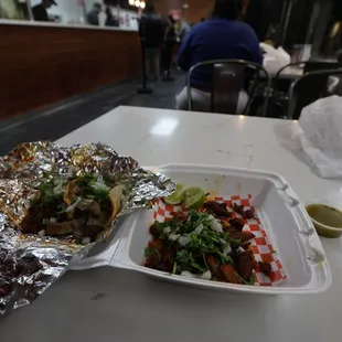 Al Pastor &amp; Lengua tacos. Also Al Pastor Vampiro
