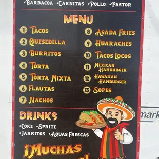 Menu plus special requests.