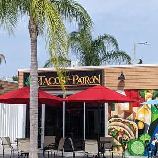 tables and umbrellas