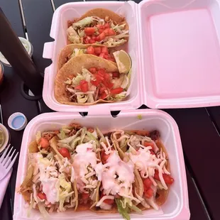 Fish tacos and tacos supreme.