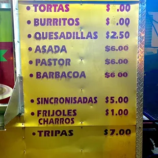 the price of the food