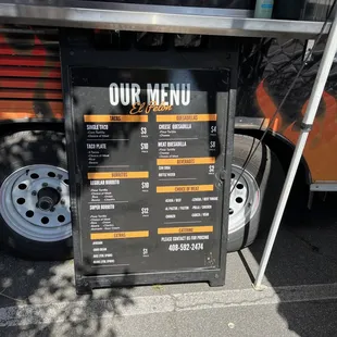 The menu - simple but delicious