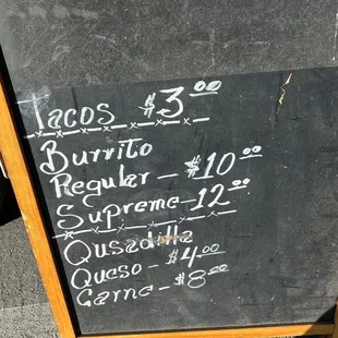 menu