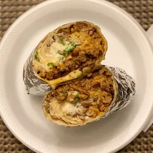 two burritos on a plate