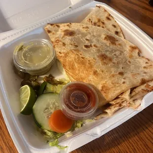 Cheese quesadilla with crema