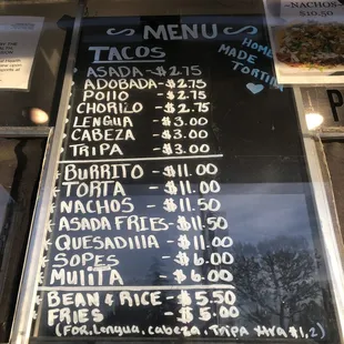 a menu for a mexican restaurant