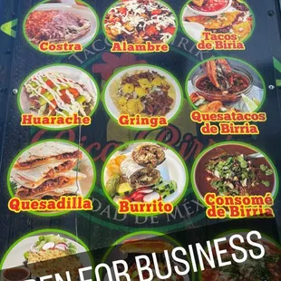 a menu for a mexican restaurant
