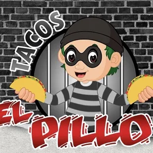 a cartoon thief holding a taco