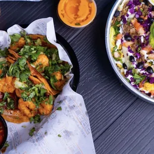 Shrimp Birria and Taco Bowl