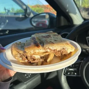 Asada quesadilla no tomato no lettuce