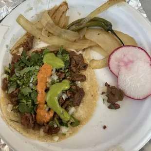 I put orange sauce and green sauce. Also grabbed two radish