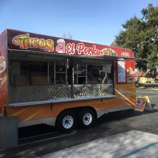 a food truck parked in a parking lot
