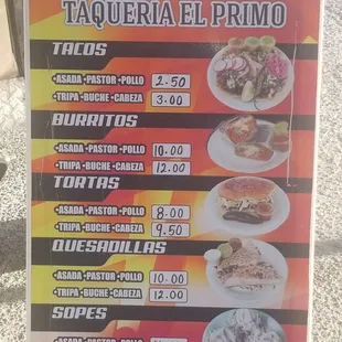 Menu and prices