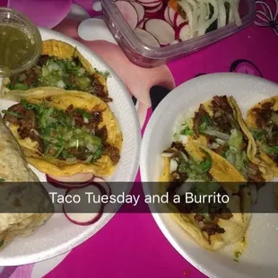 Pastor tacos and burrito. The best tacos in Delano