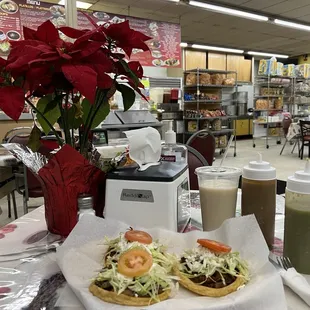 Restaurant area, enjoyed three sopes and a horchata!