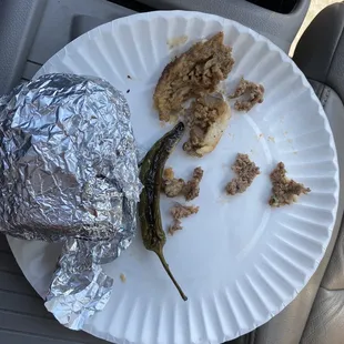 Look at all the chewy fat and not meat in this nasty burrito, rip off! I have only ate 1/3 and will not eat the 2/3 remaining.