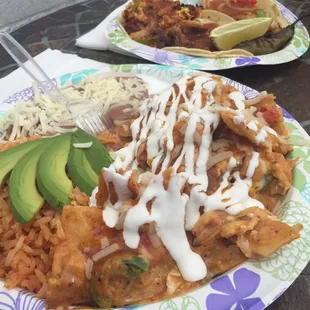 Chilaquiles are yummy! Ask them to add chorizo though... Needs a bit of meat