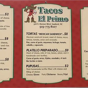 menu