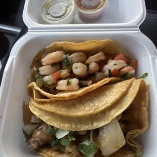 Chicken and shrimp tacos