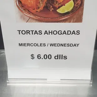 Every Wednesday Tortas Ahogadas Special sale