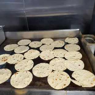 tortillas on a grill