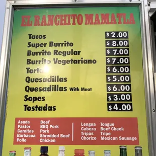 menu