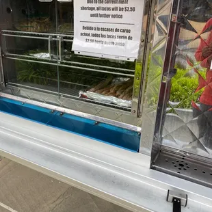 a sign in the window