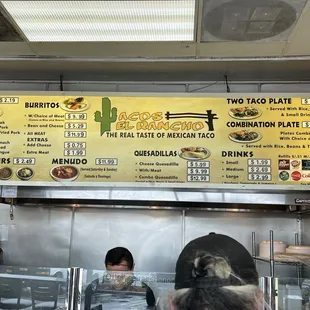 Menu as of early 2024