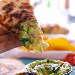 Quesadilla with a side of guacamole