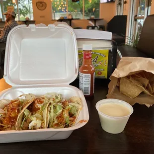 3 tacos / chips &amp; queso