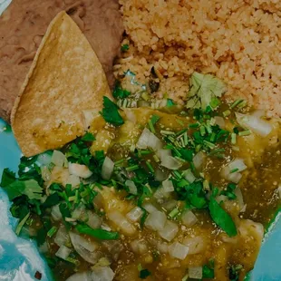 Green enchiladas platter