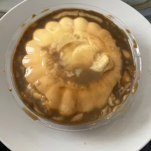 is someone get a flan? why is it look like this? scary to eat.