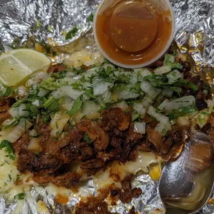 Papa rellena with al pastor.