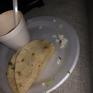 Smashed the 3 Regular Tacos order of chicken fajita  late check in, sorry for the smashed tacos guys