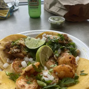 Shrimp and fish tacos