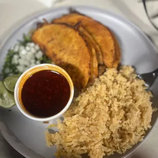 a plate of mexican food