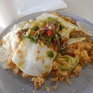 a plate of mexican food