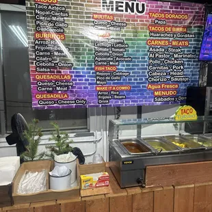 the menu of the restaurant