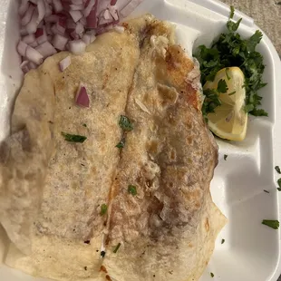 Cheese quesadilla with added toppings